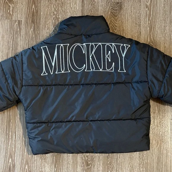 Disney Black Mickey Mouse Puffer Jacket - Picture 2 of 4